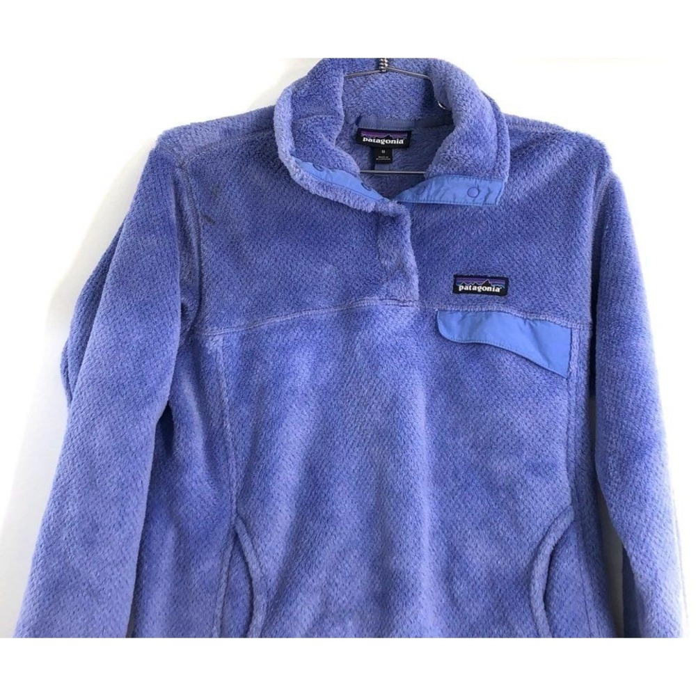Patagonia Women M Re-Tool Snap-T Fleece Pullover Purple High Pile Western Biker - Picture 4 of 12